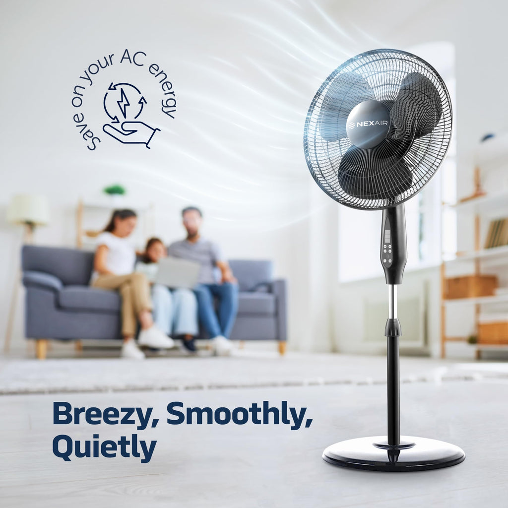 16 Inch Oscillating Pedestal Fan with Remote Control, 3 Speed, Adjustable Height R2753