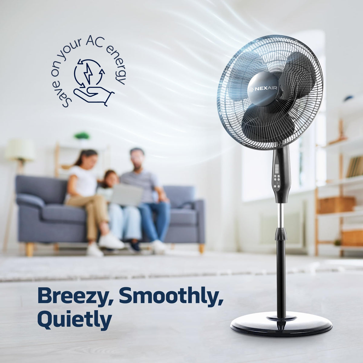 16 Inch Oscillating Pedestal Fan with Remote Control, 3 Speed, Adjustable Height R2753