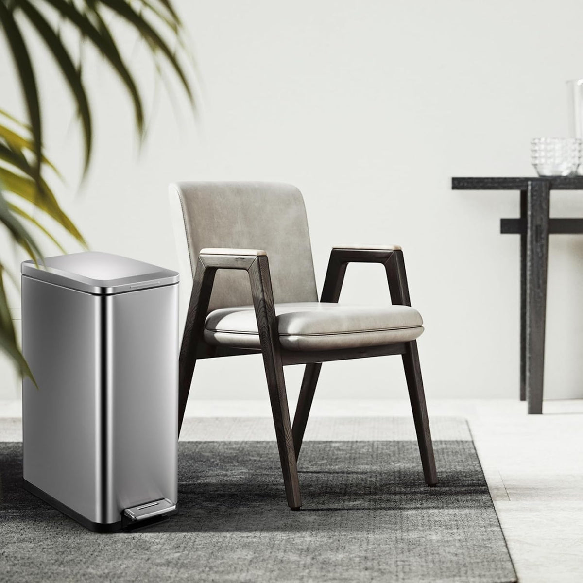 50L Slim Stainless Steel Step Trash Can with Soft-Close Lid Z70955