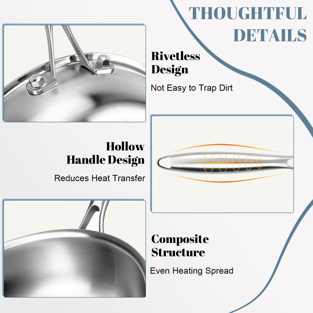 Tri-Ply Stainless Steel 7-Piece Frying Pan Set E69641