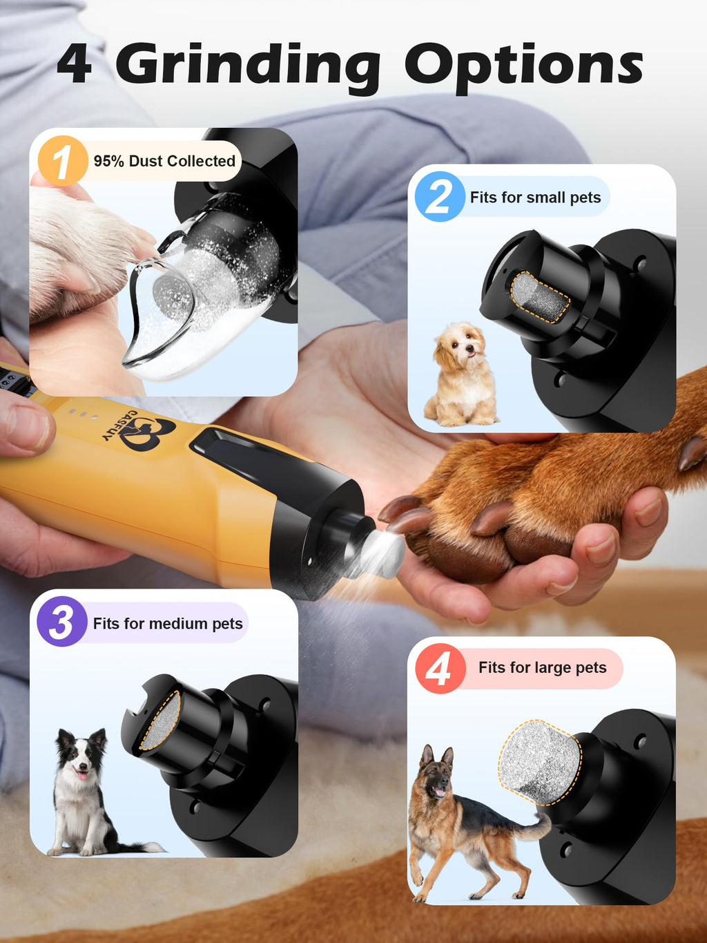 6-Speed Dog Nail Grinder with Dust Cap & 2 LED Lights & 2000mAh Battery T829