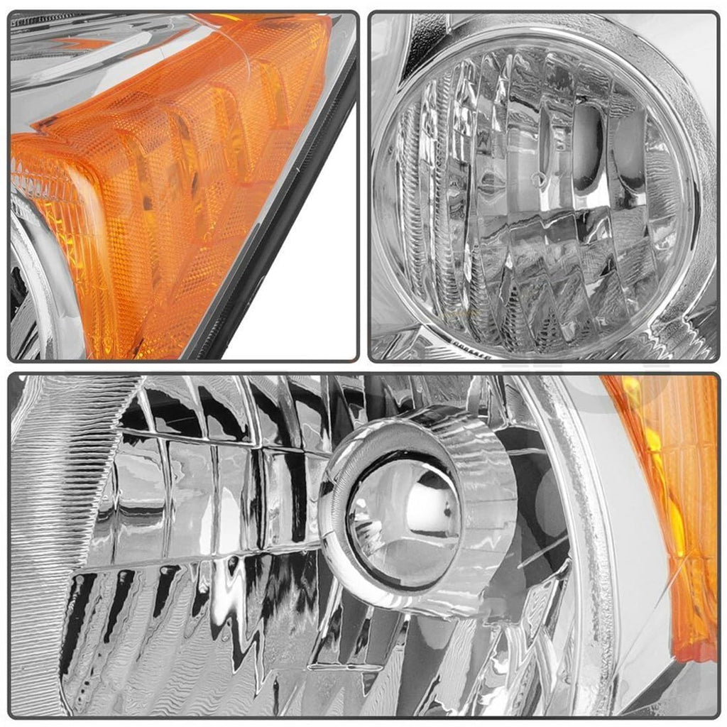 Halogen Headlight Assembly with Chrome Housing Amber Reflector I472