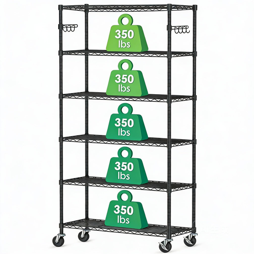 6 Tier Wire Metal Shelving Rack with Wheels R687