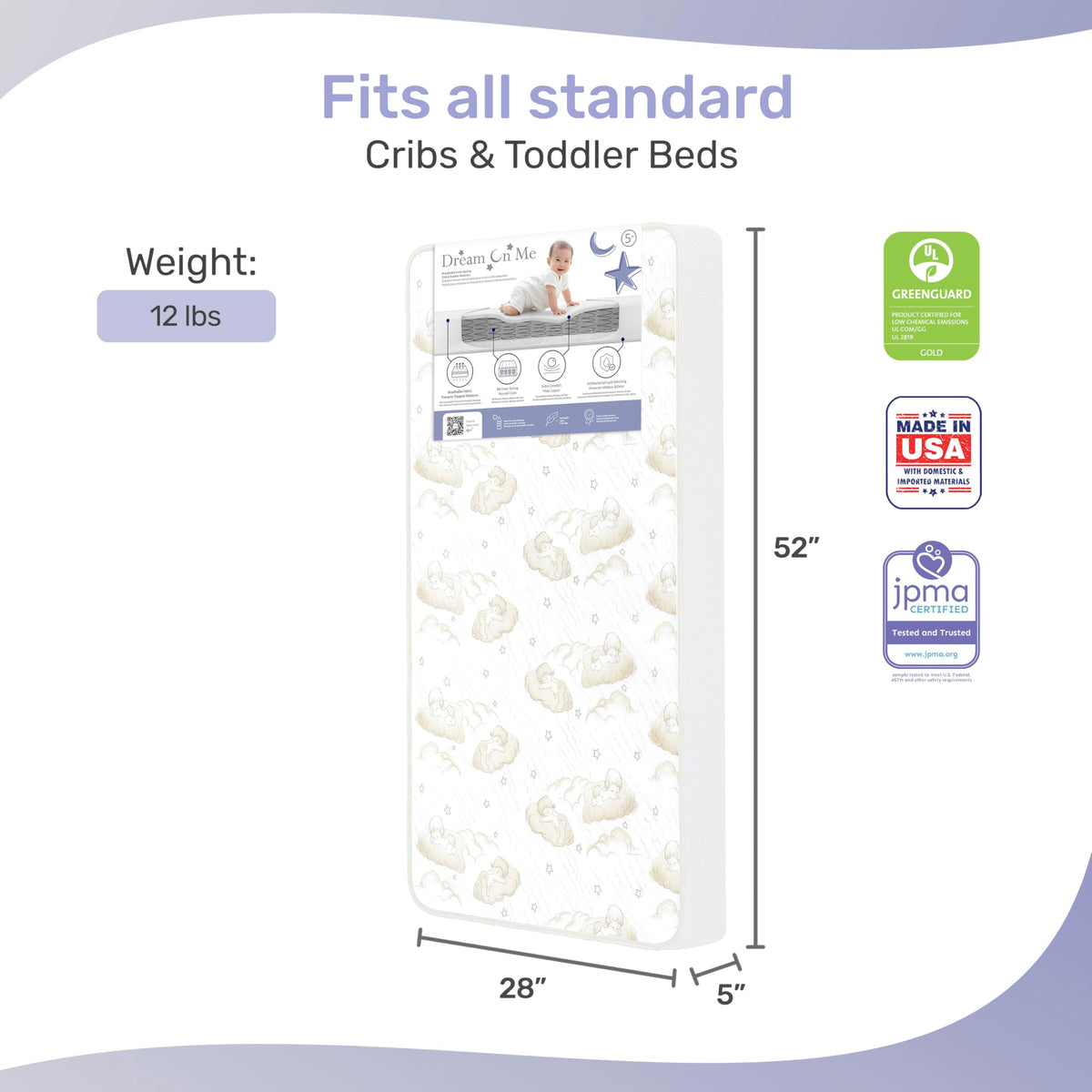 2-in-1 Breathable Spring Coil Crib & Toddler Mattress W288