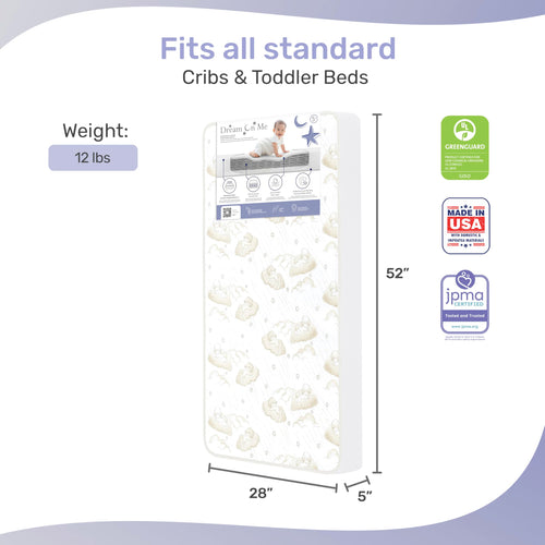 2-in-1 Breathable Spring Coil Crib & Toddler Mattress W288