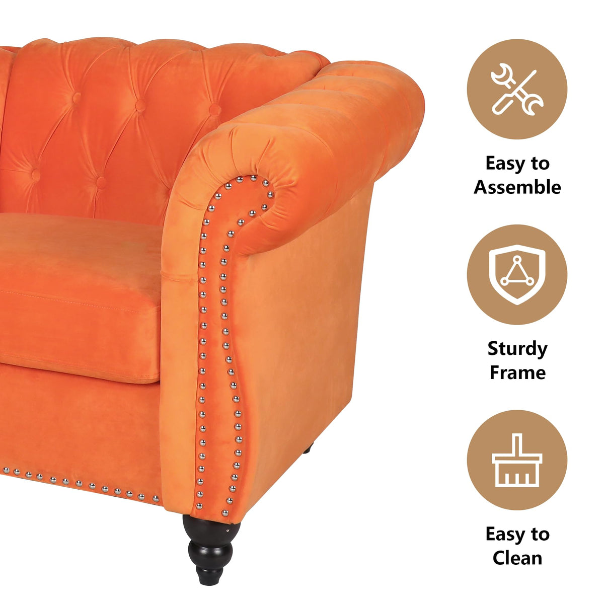 Orange Velvet Tufted Accent Chair Z6693