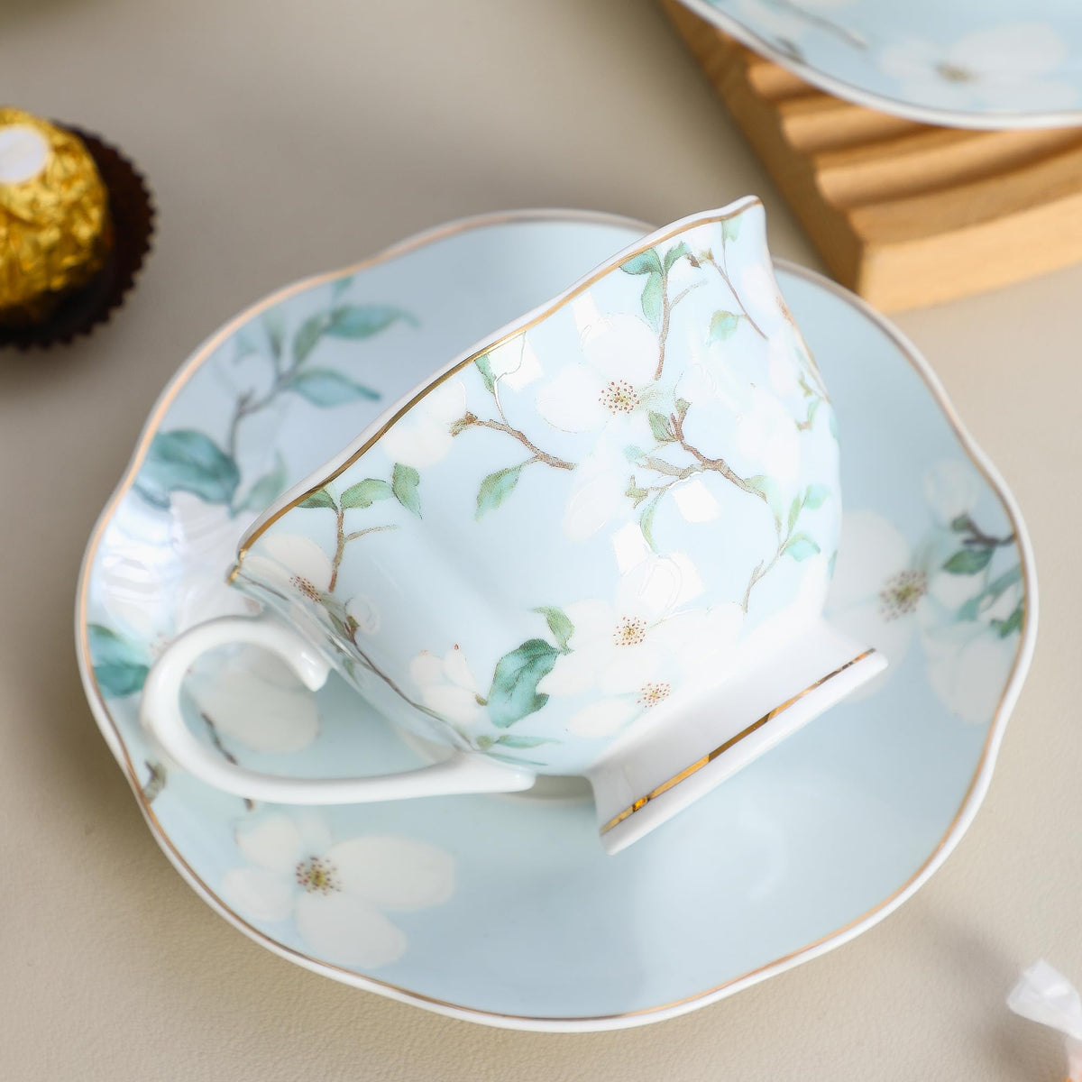 6oz Porcelain Tea Cup & Saucer Set of 6 L2069