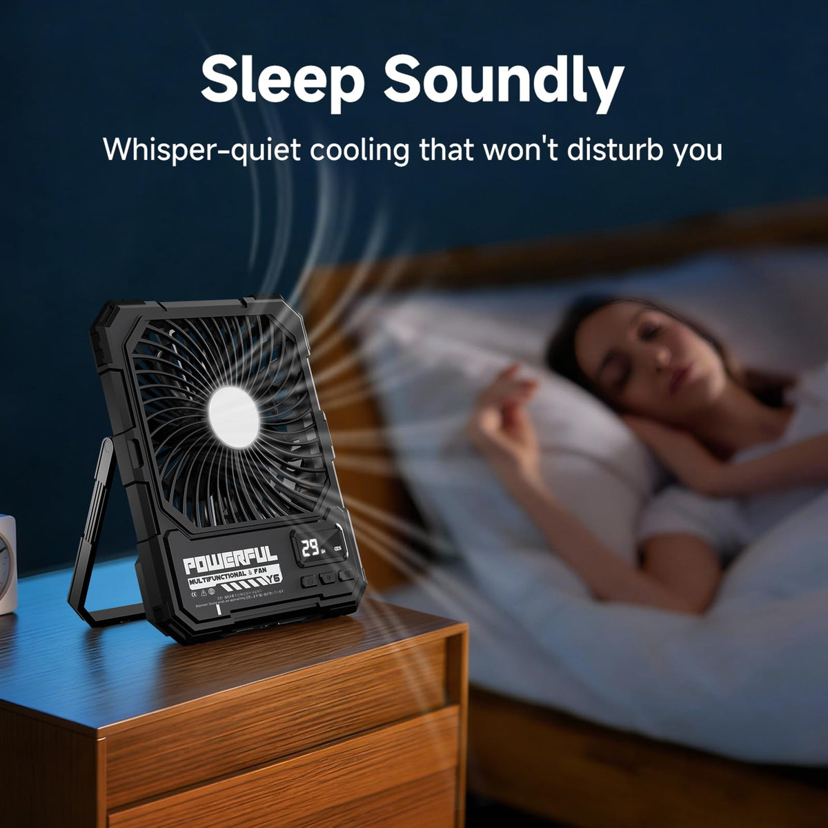 20000mAh Rechargeable Battery Powered Fan with LED Light D6916