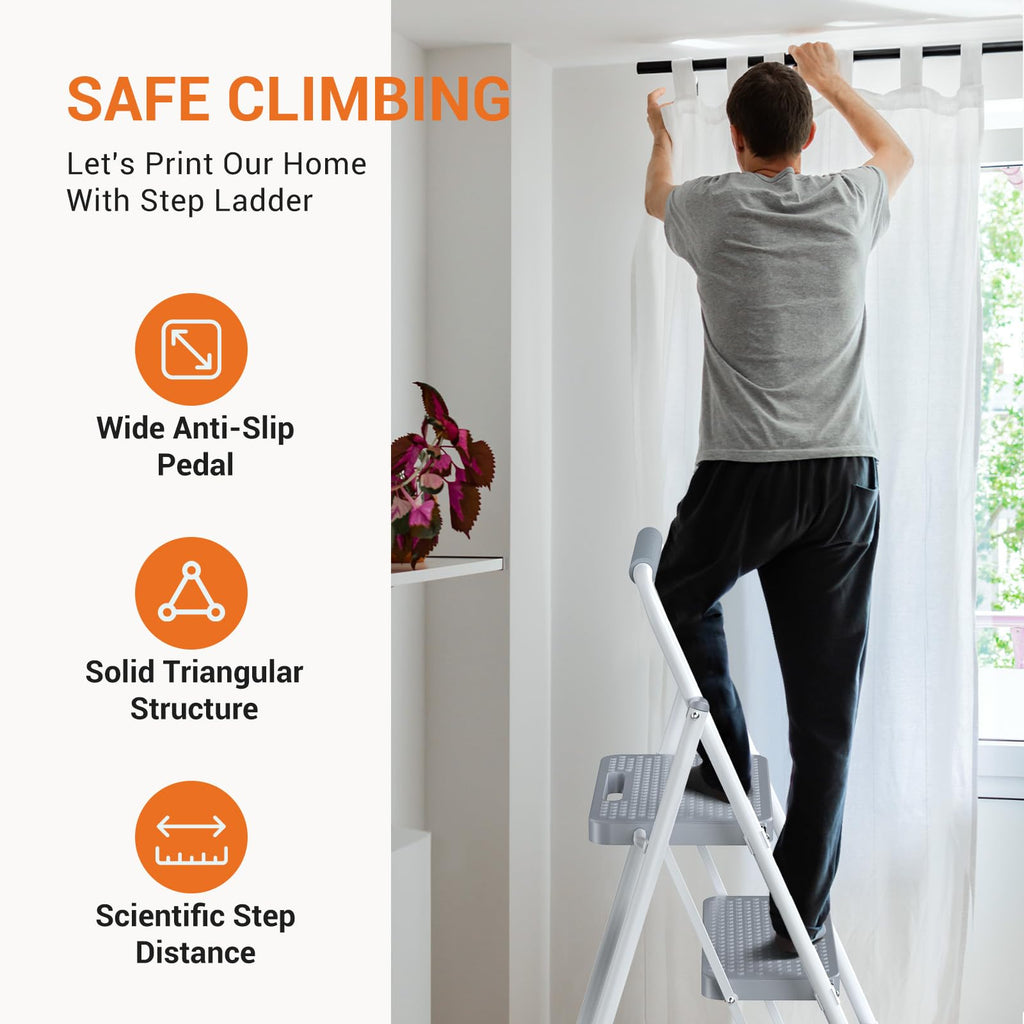2 Step Ladder 330lbs Capacity Folding Sturdy Step Stool B473519