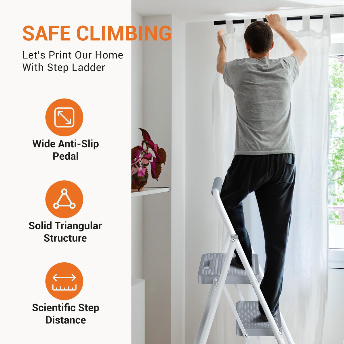 2 Step Ladder 330lbs Capacity Folding Sturdy Step Stool B473519