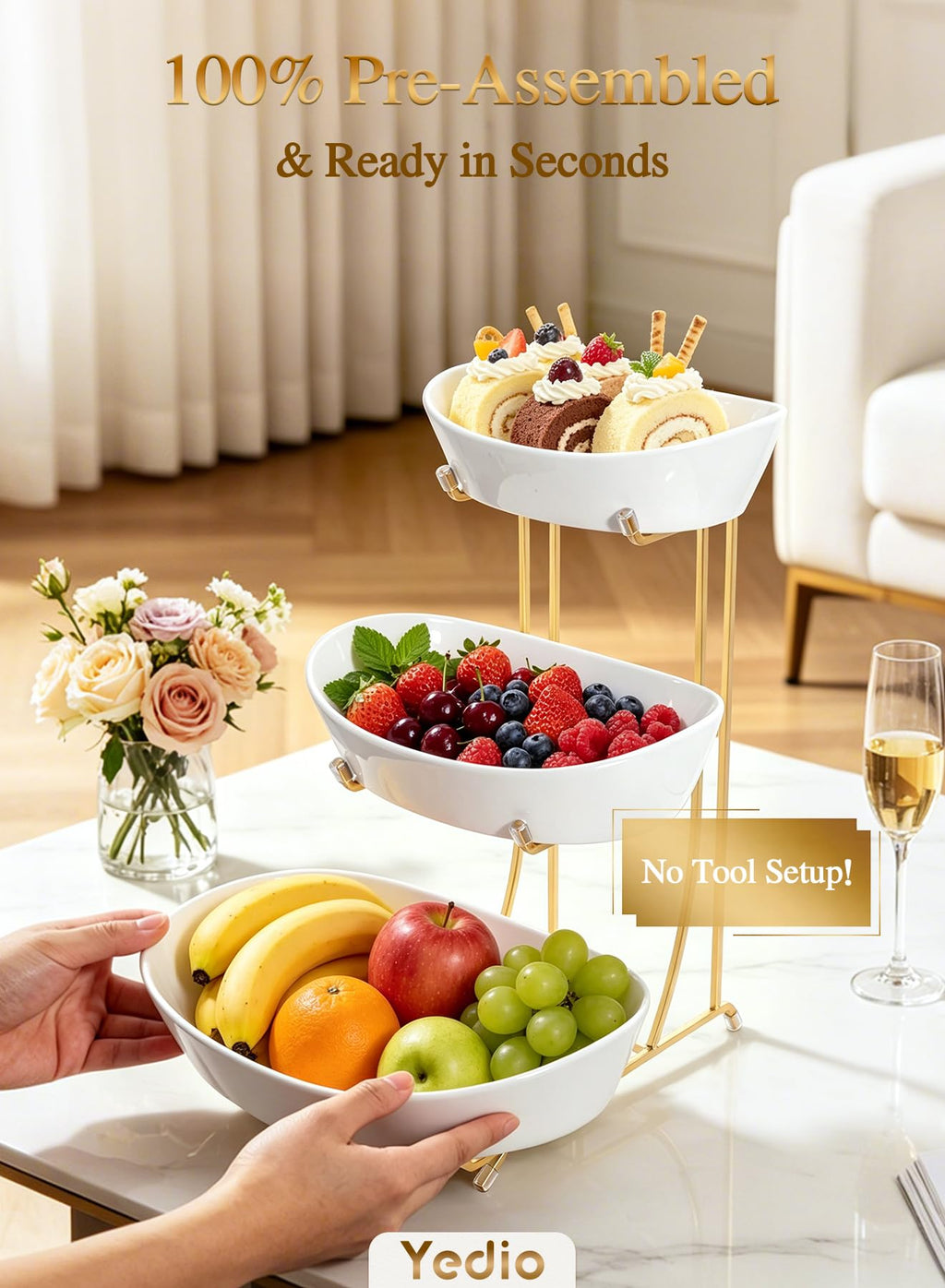 3 Tier Ceramic Fruit Bowl W162