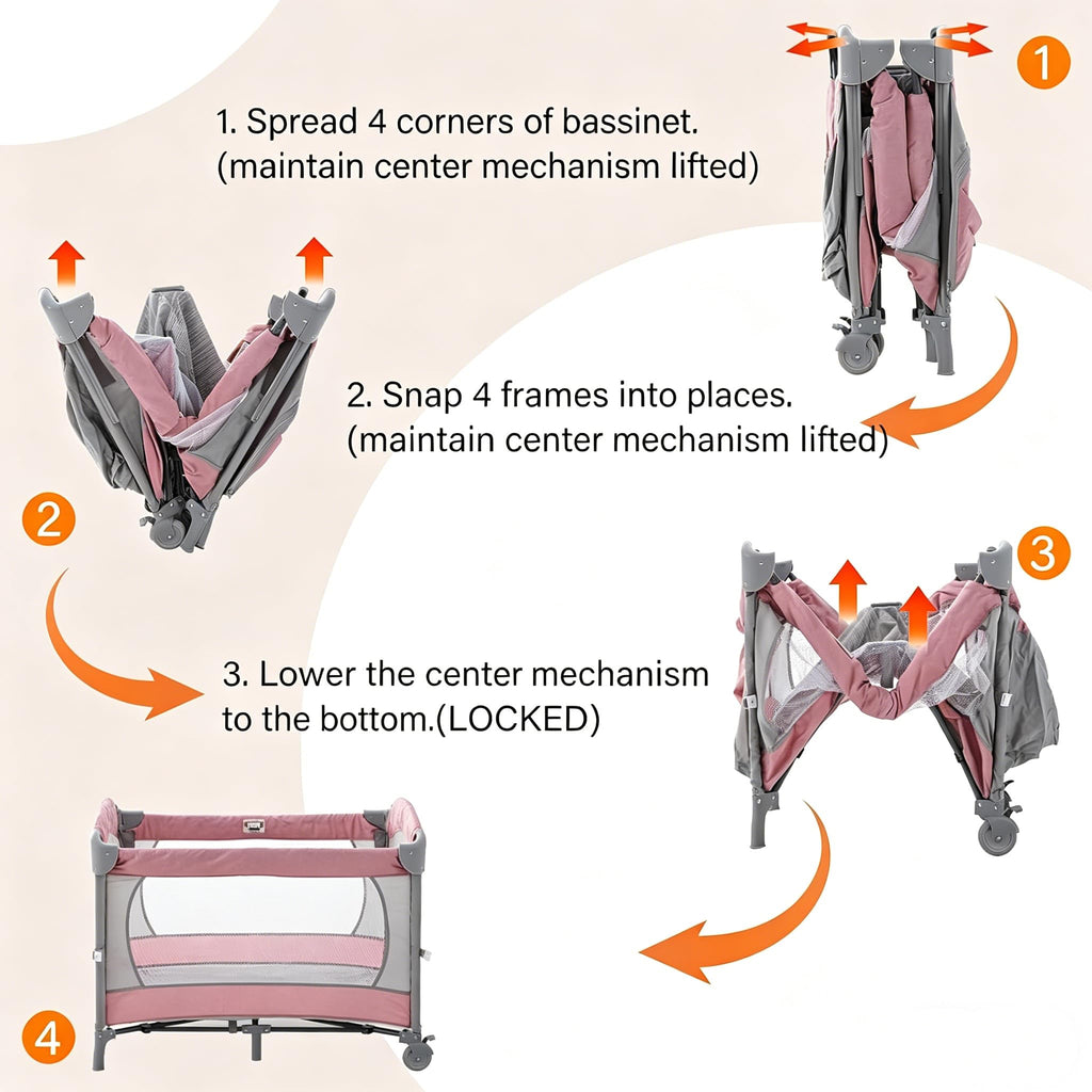 5 in 1 Baby Crib Bassinet Pack and Play M7331