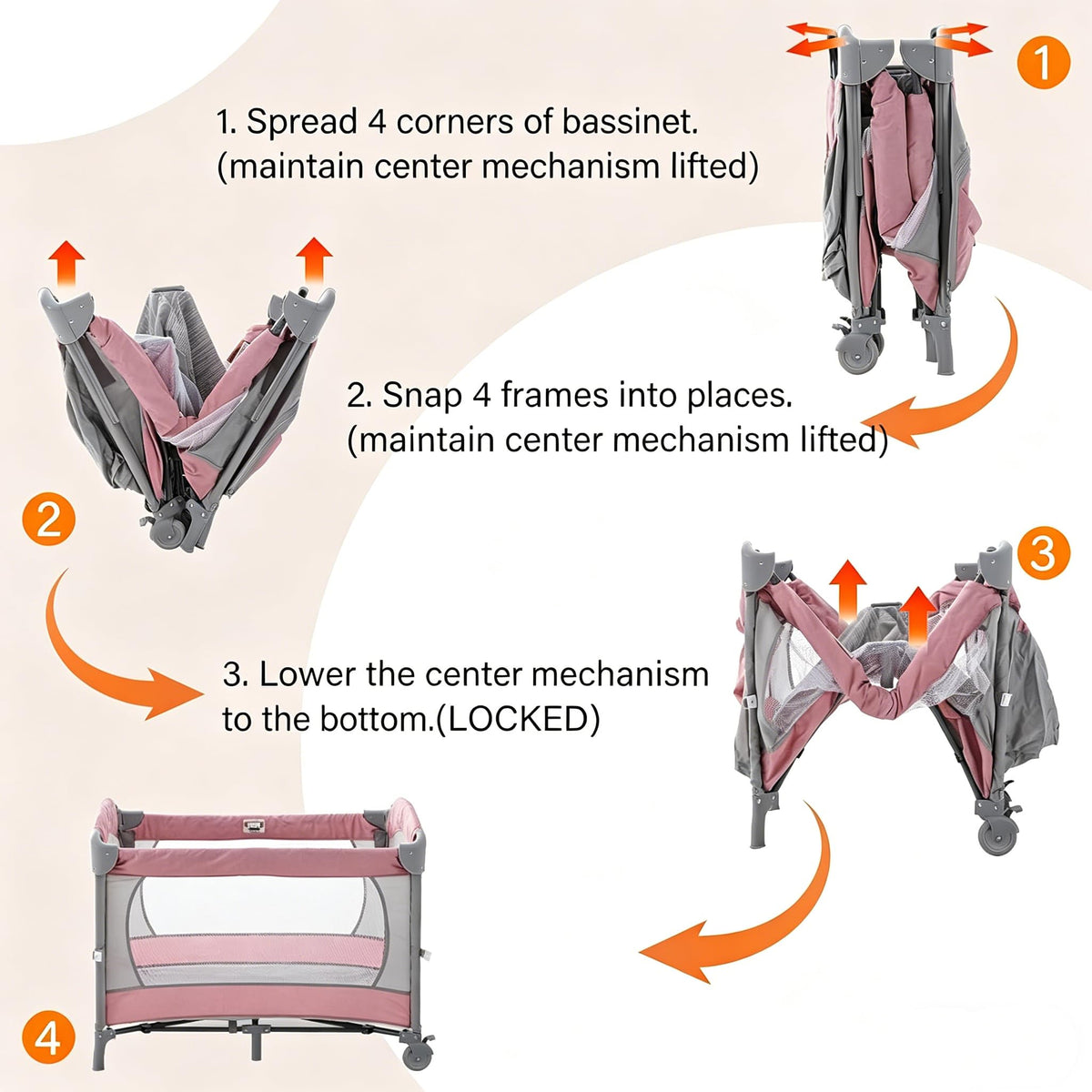5 in 1 Baby Crib Bassinet Pack and Play M7331