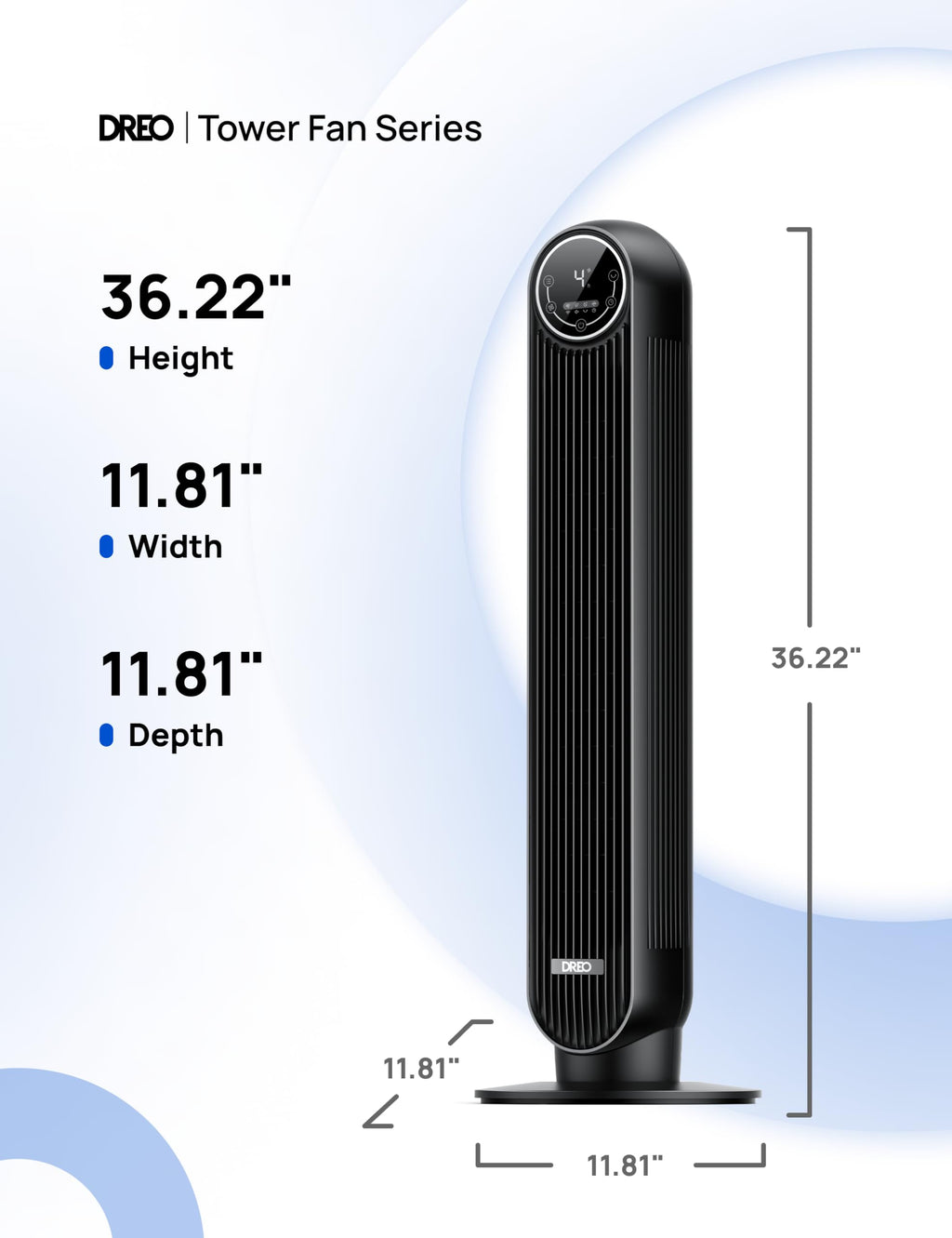 Ultra Quiet Tower Fan, 8 Speeds O1360