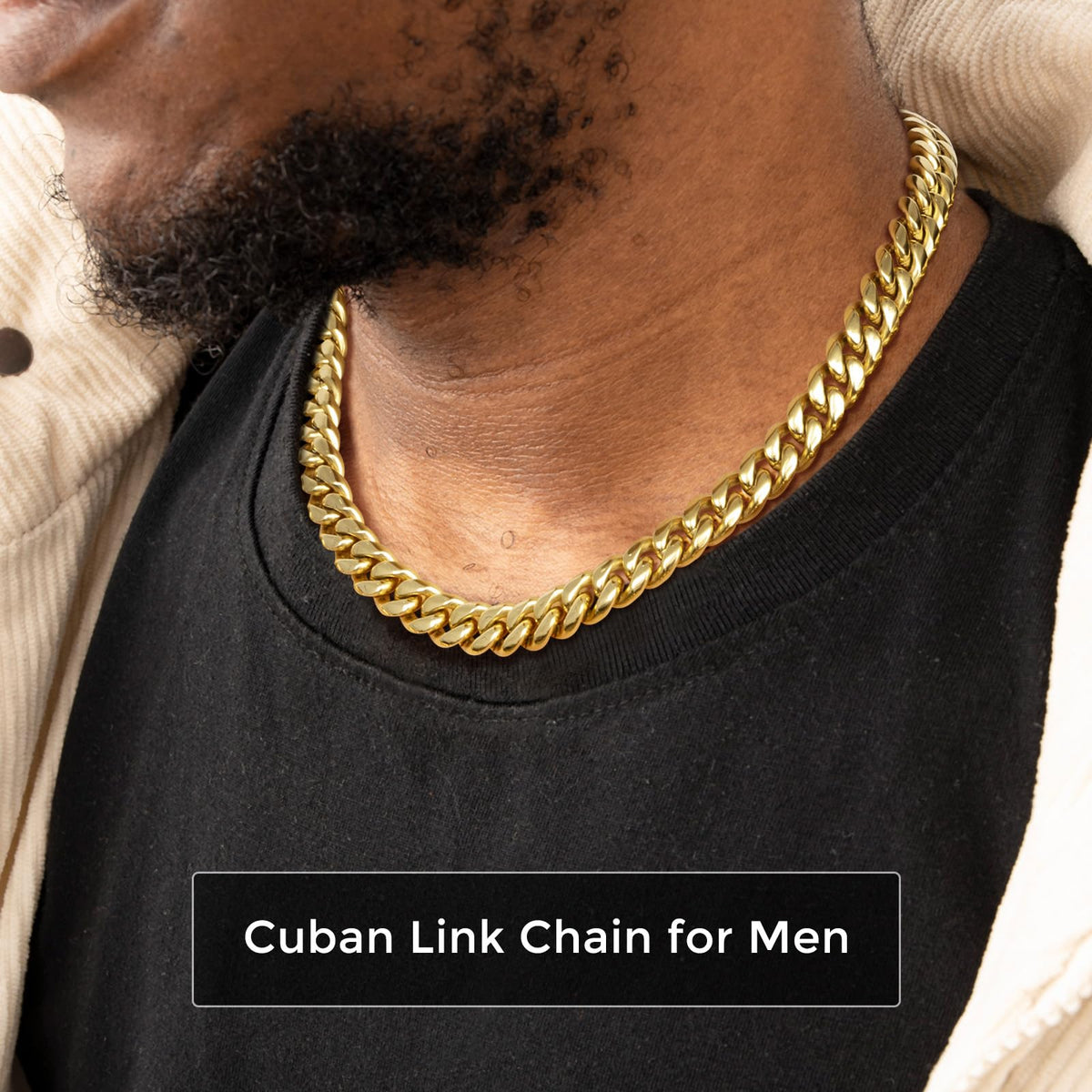 Gold Cuban Link Chain 316L Stainless Steel Necklace 20/22/24 Inches E64650