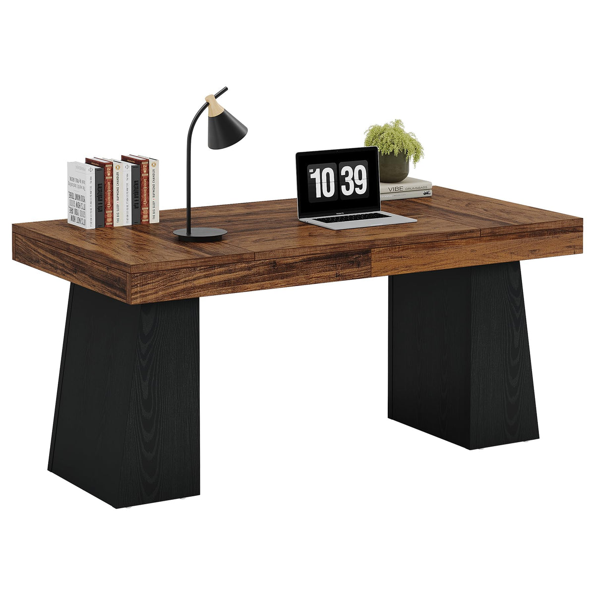 55" Wooden Office Desk with Double Pedestal U990445