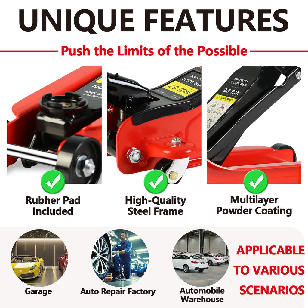 2 Ton Low Profile Heavy Duty Steel Floor Jack A366729