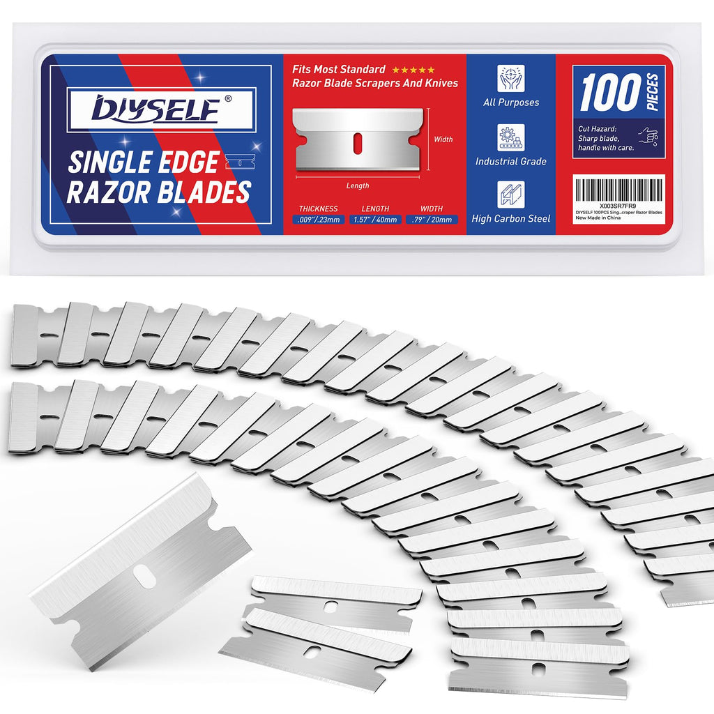 Single Edge Razor Blades, 100 Blades, High Carbon Steel K5825