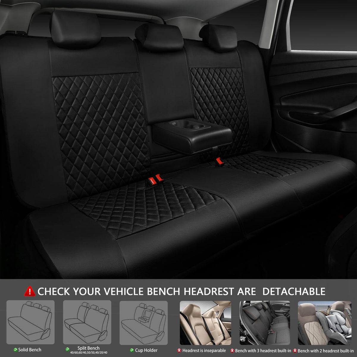 Gray Quilting Leather Full Set Car Seat Covers L25163