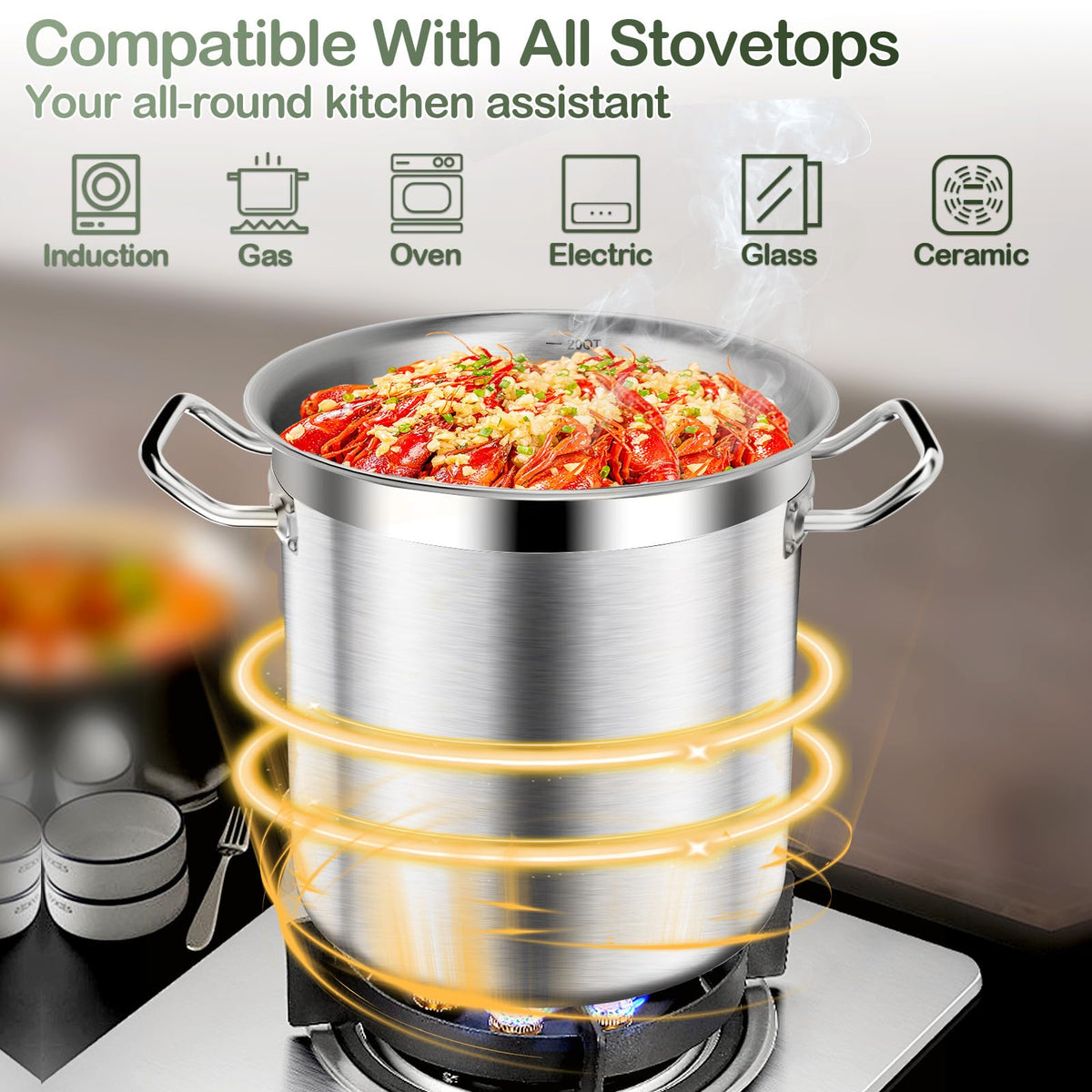 40QT Stainless Steel Stockpot with Lid D478861