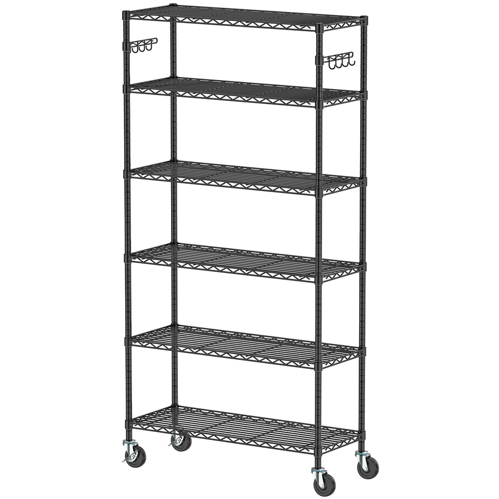 6 Tier Wire Metal Shelving Rack with Wheels R687
