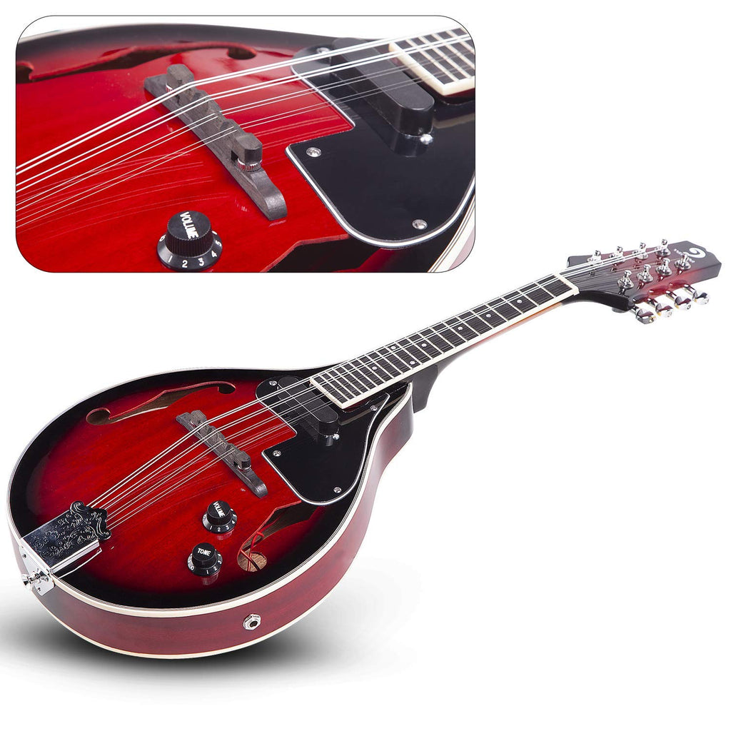 Vintage Red Sunburst Acoustic Electric Mandolin with Strings Set F4139