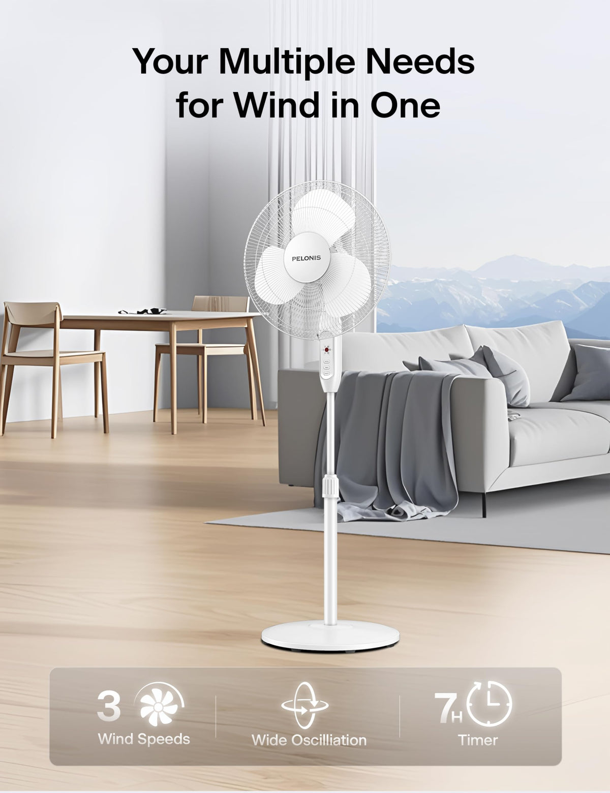 16" Adjustable Oscillating Pedestal Fan with Remote P64429