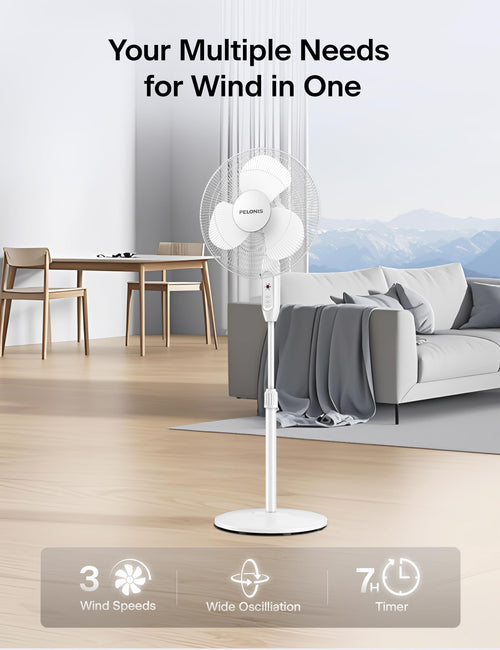 16" Adjustable Oscillating Pedestal Fan with Remote P64429