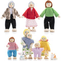 Wooden Dollhouse Dolls Family Set of 8 Miniature Figures and 2 Pets C995