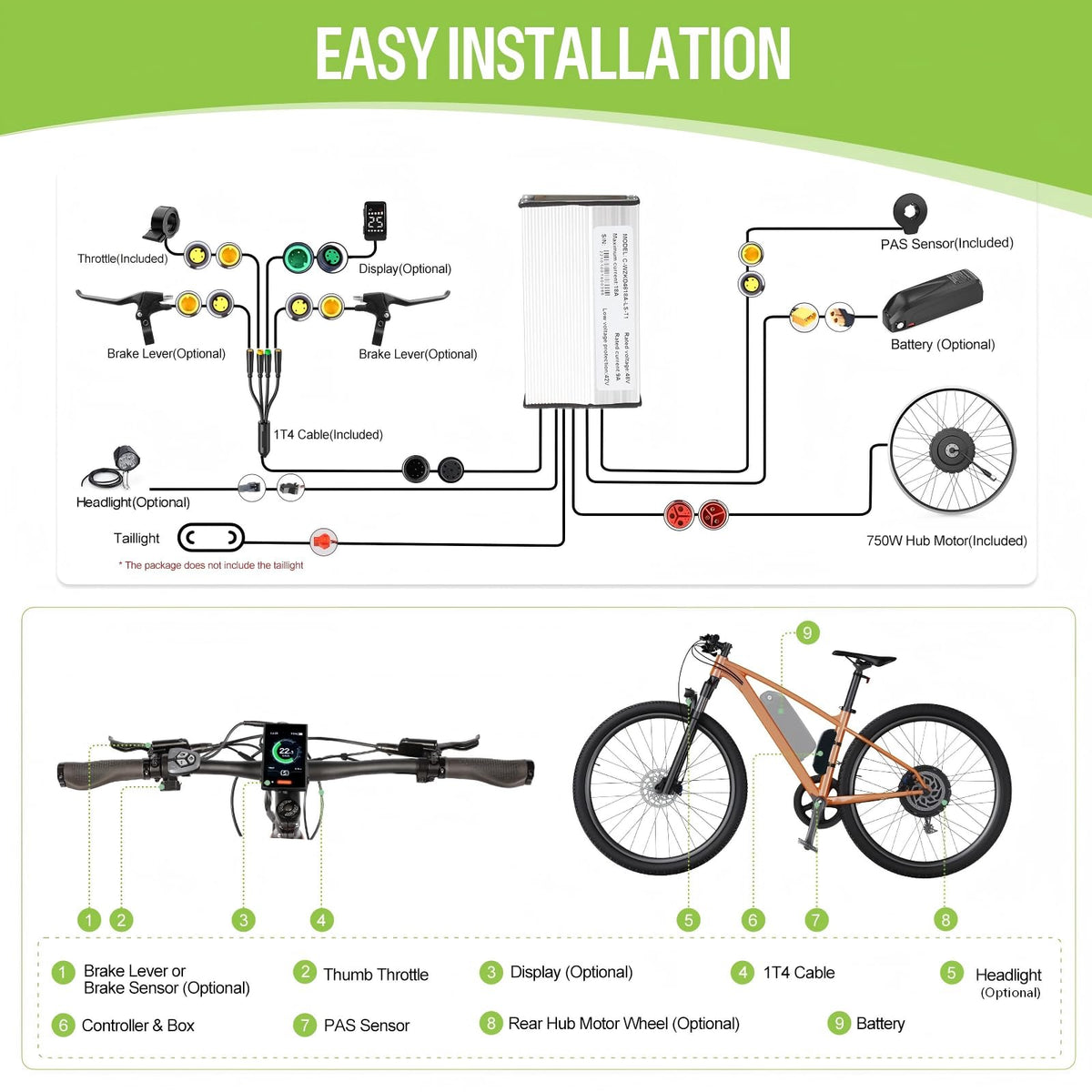 48V 500W 750W Ebike Conversion Kit U535130