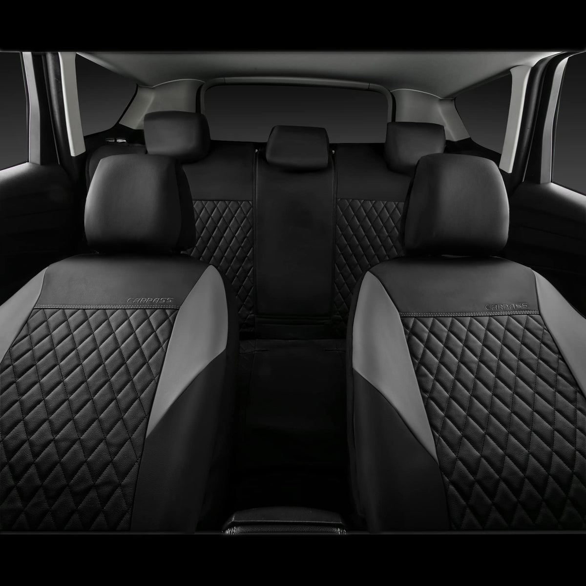 Gray Quilting Leather Full Set Car Seat Covers L25163