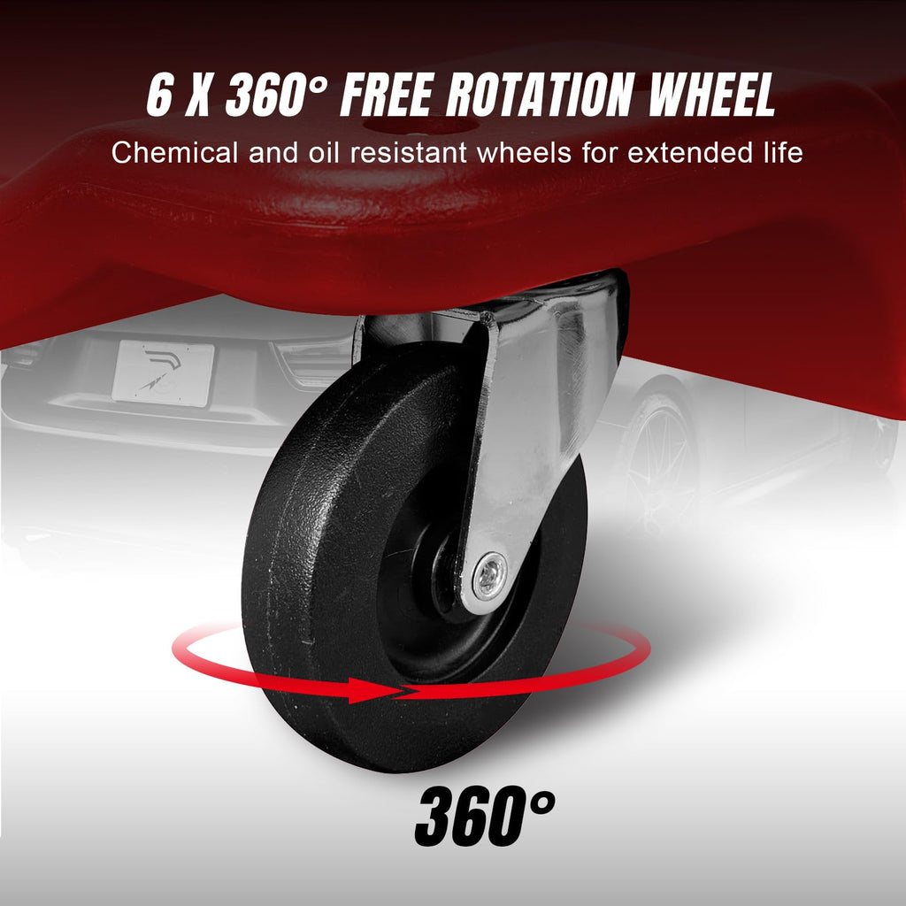 Rolling Garage Creeper with Padded Headrest and 6 Casters O17381