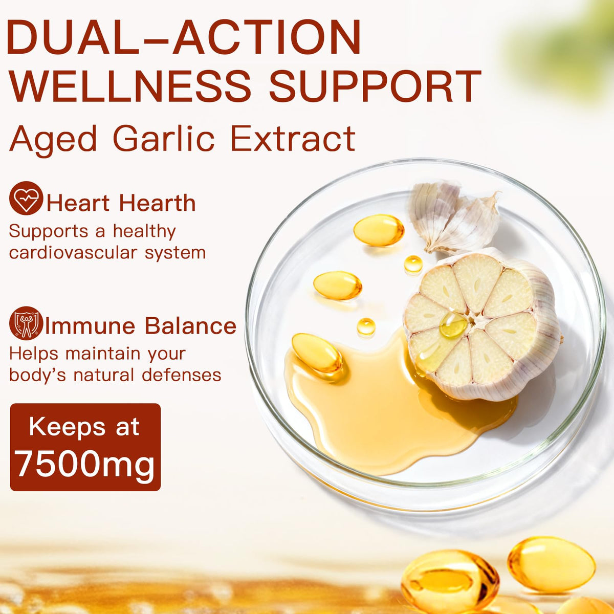 7500mg Organic Garlic Capsules Supplement, Vegetarian, Non-GMO, 300 Count A56940