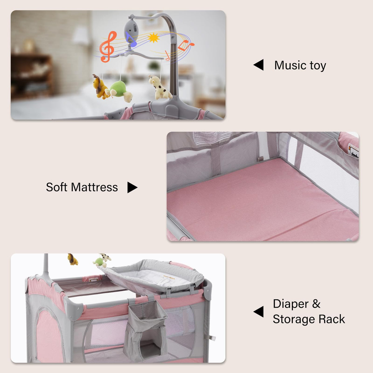 5 in 1 Baby Crib Bassinet Pack and Play M7331