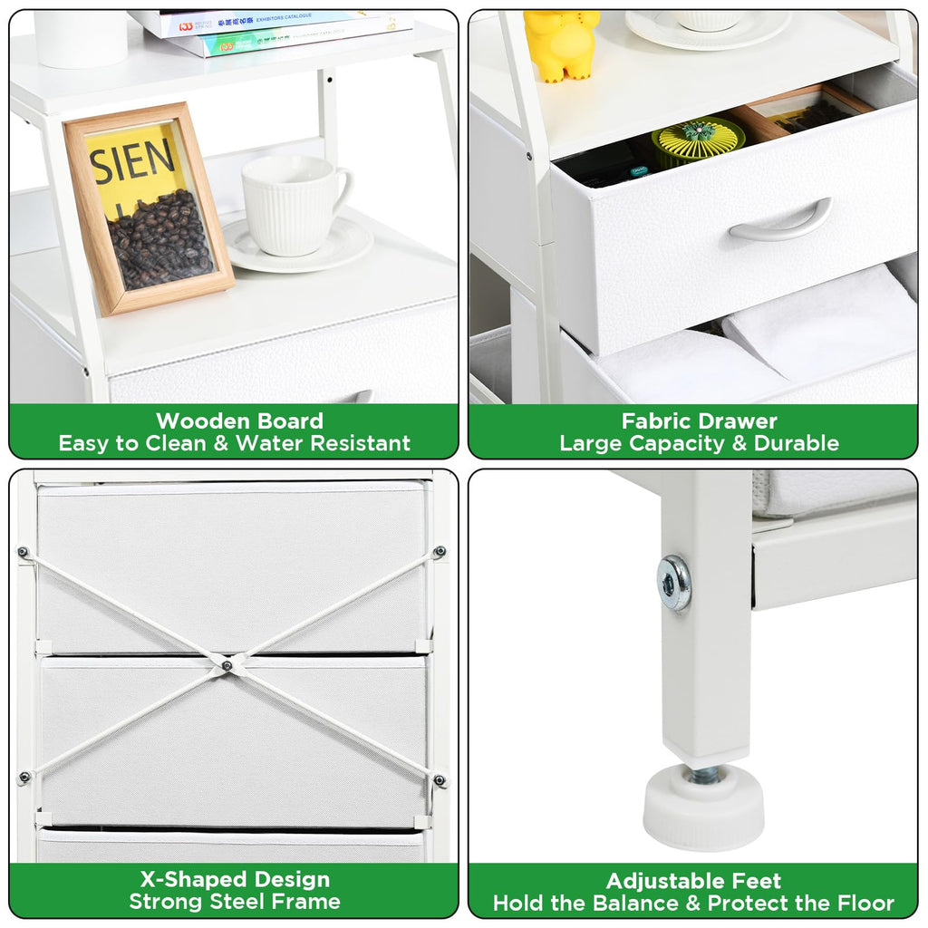 White 5 Drawer Fabric Dresser I386552