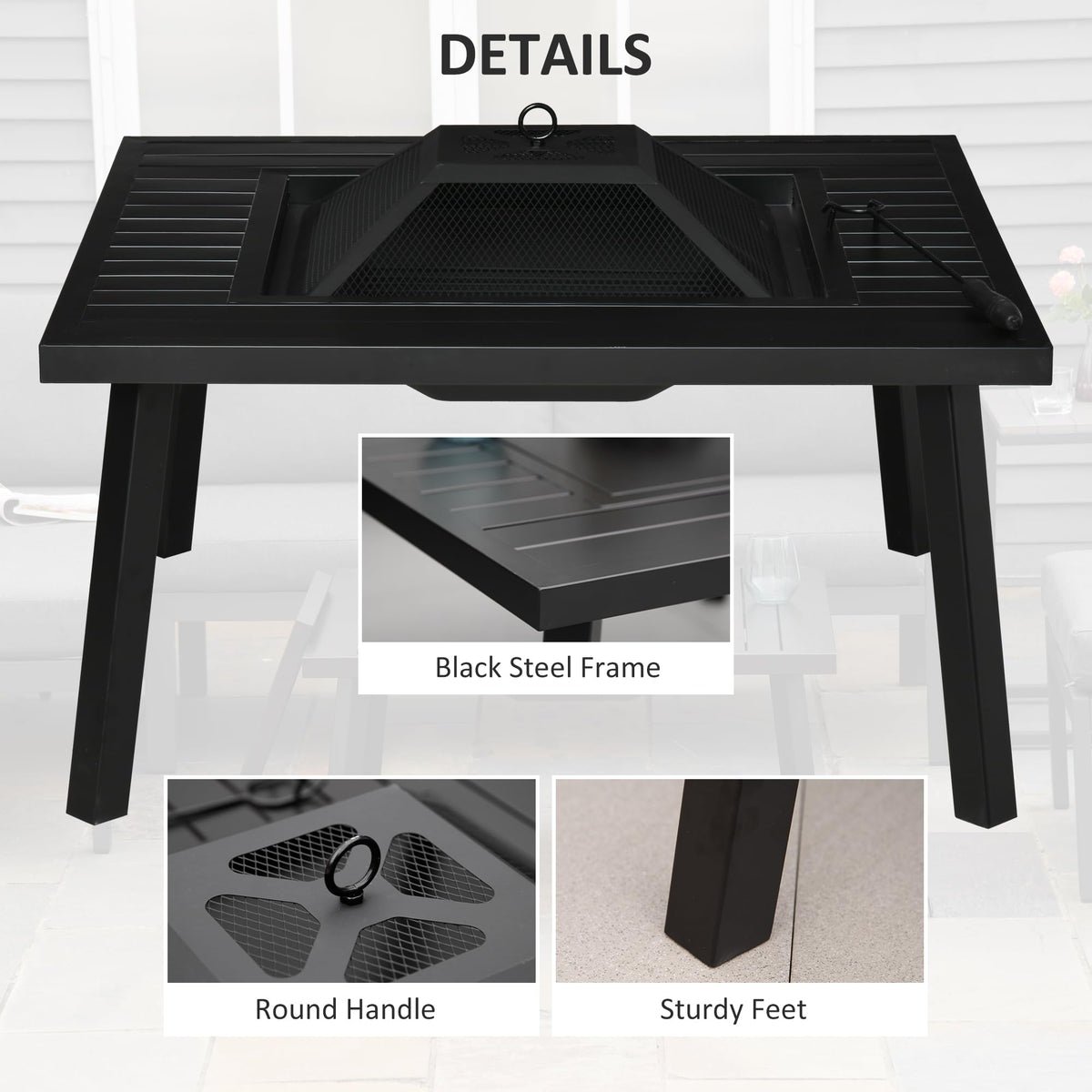 34" Black Metal Fire Pit with Grill Y334