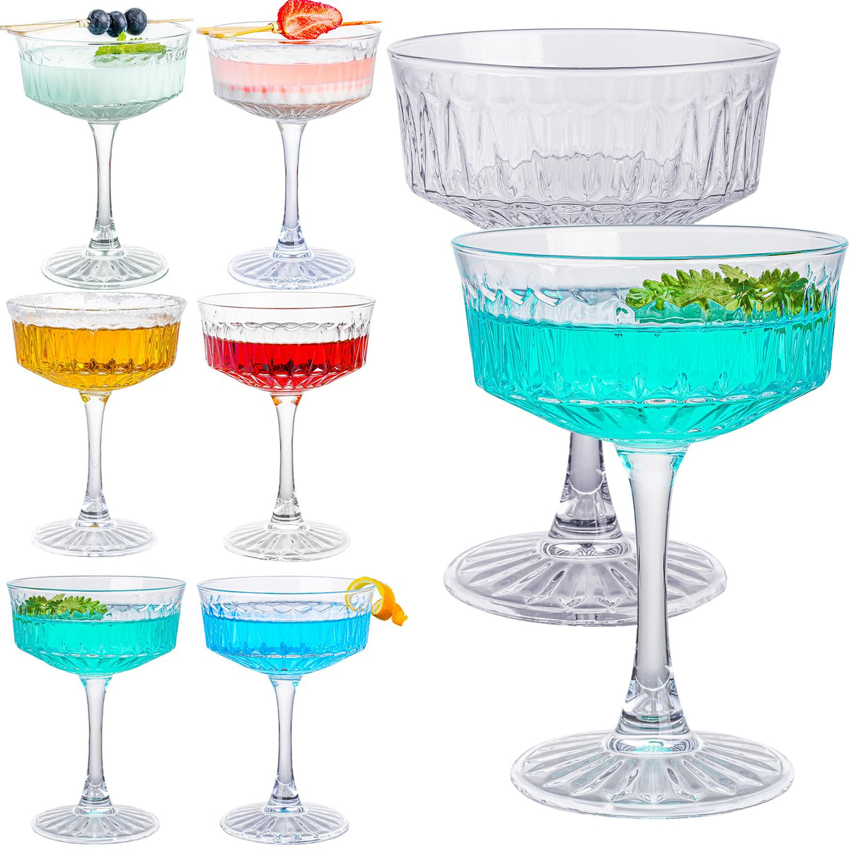 Crystal Coupe Glasses Set of 6, 6.8oz Cocktail Glasses B876