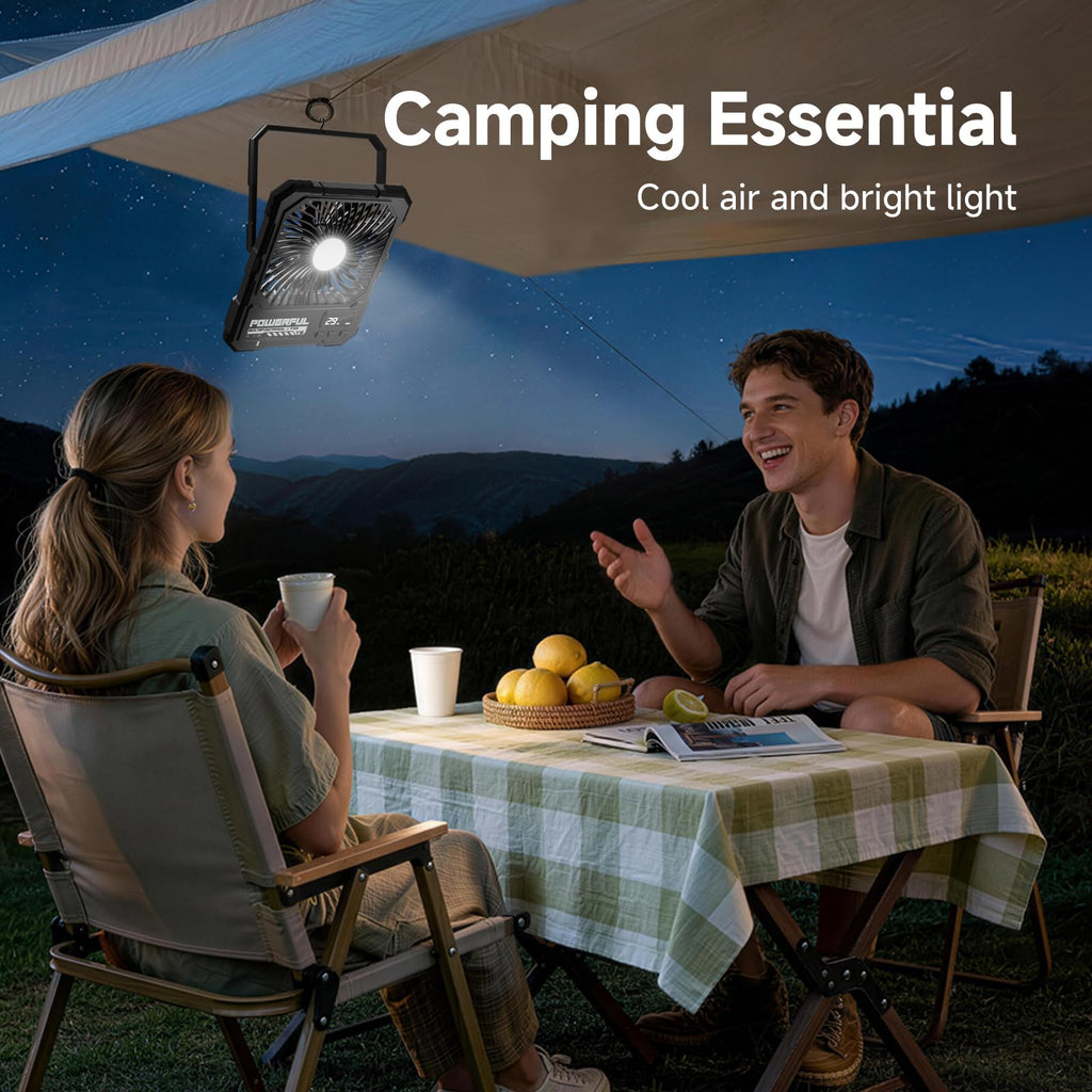 20000mAh Rechargeable Battery Powered Fan with LED Light D6916