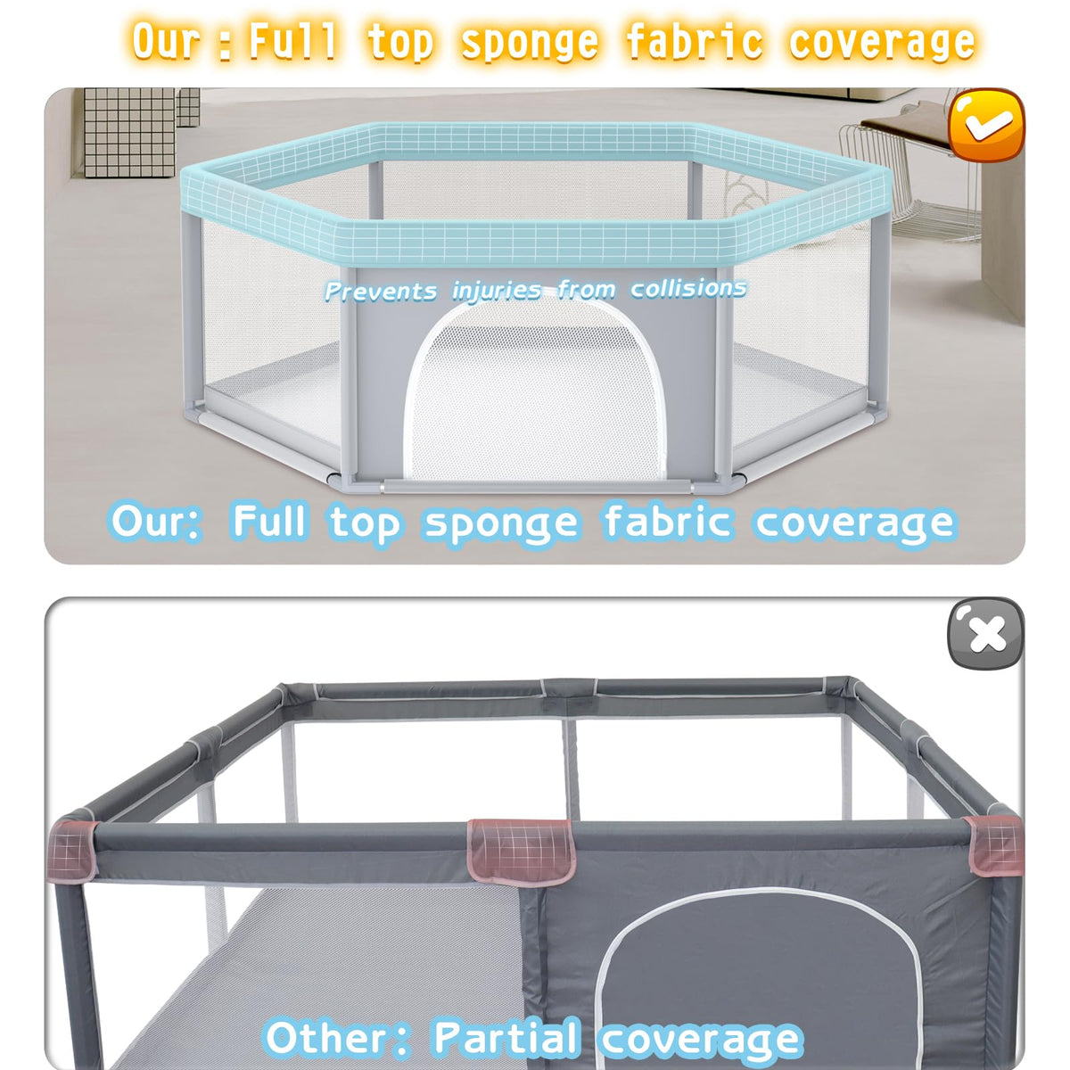 65x65 Inch Hexagonal Baby Playpen M200