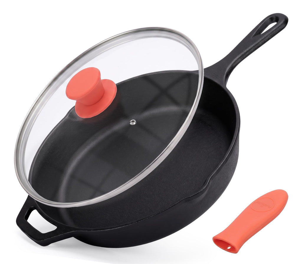 10" Pre-Seasoned Cast Iron Skillet with Glass Lid N266347