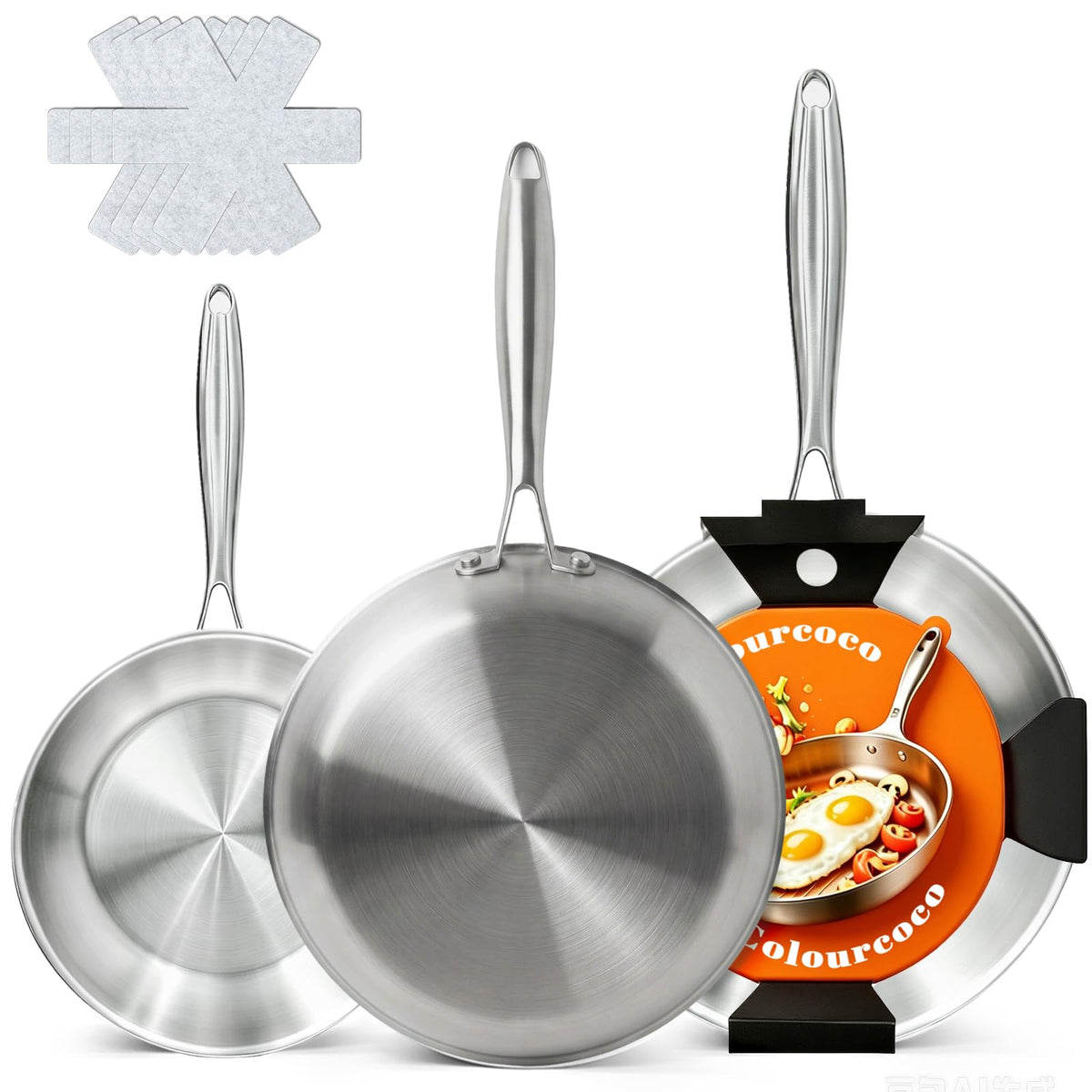 Tri-Ply Stainless Steel 7-Piece Frying Pan Set E69641
