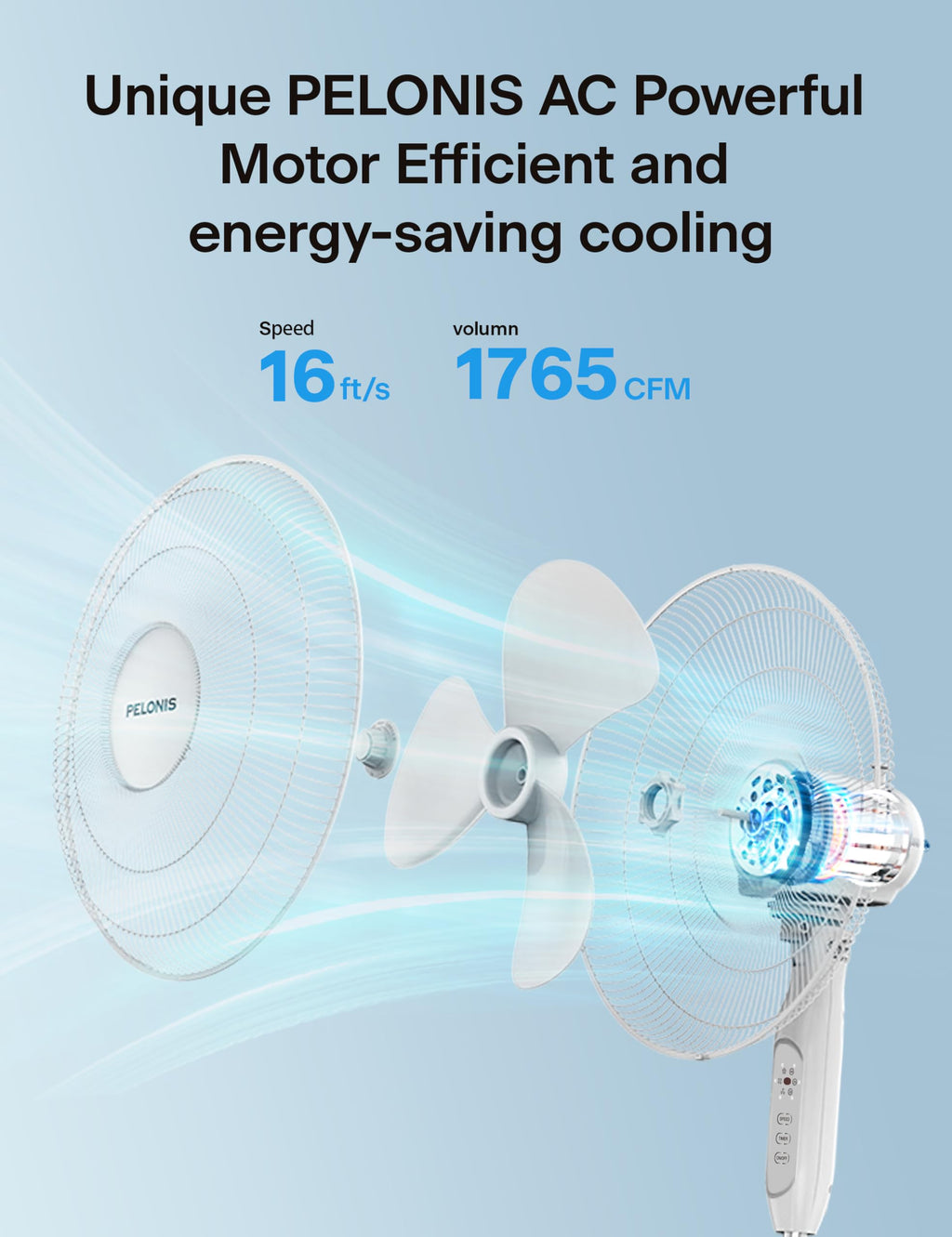 16" Adjustable Oscillating Pedestal Fan with Remote P64429