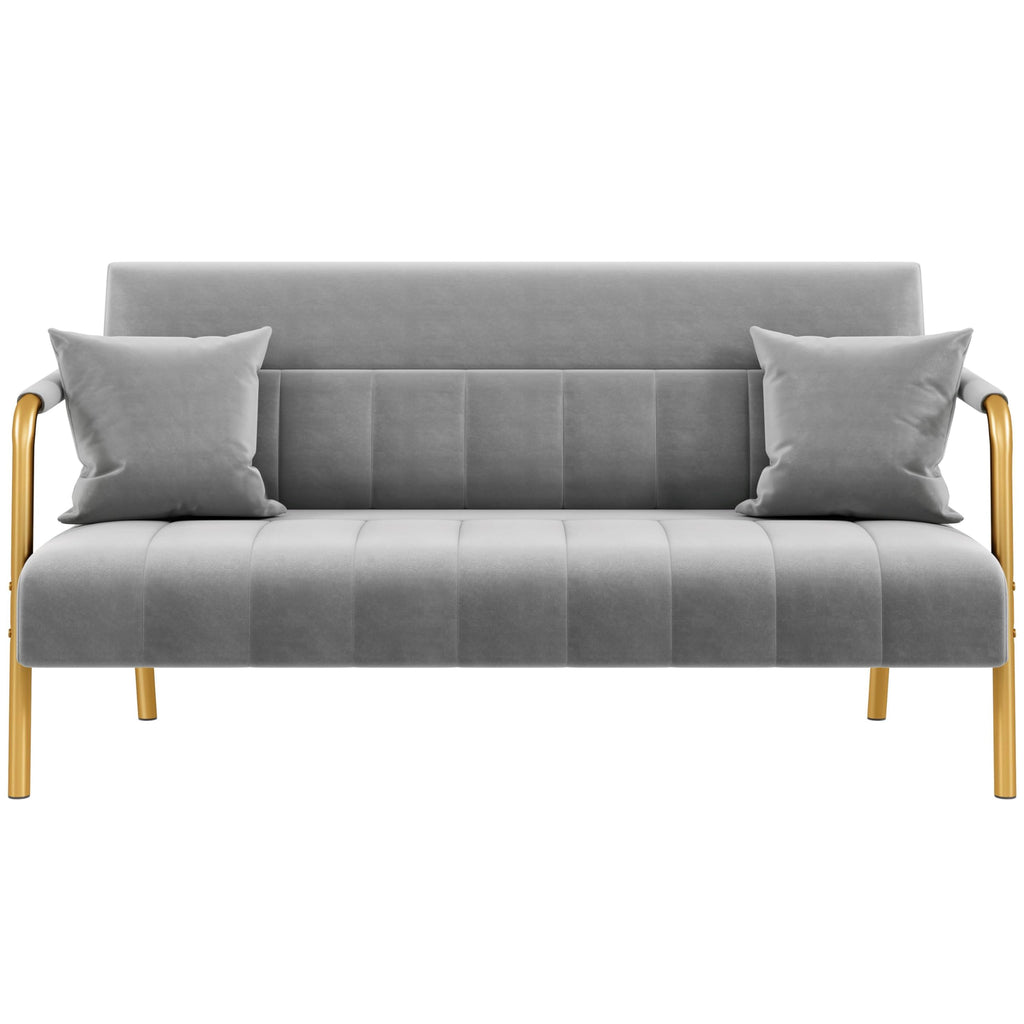 Light Gray 2 Seater Sofa with Gold-Tone Legs X518244