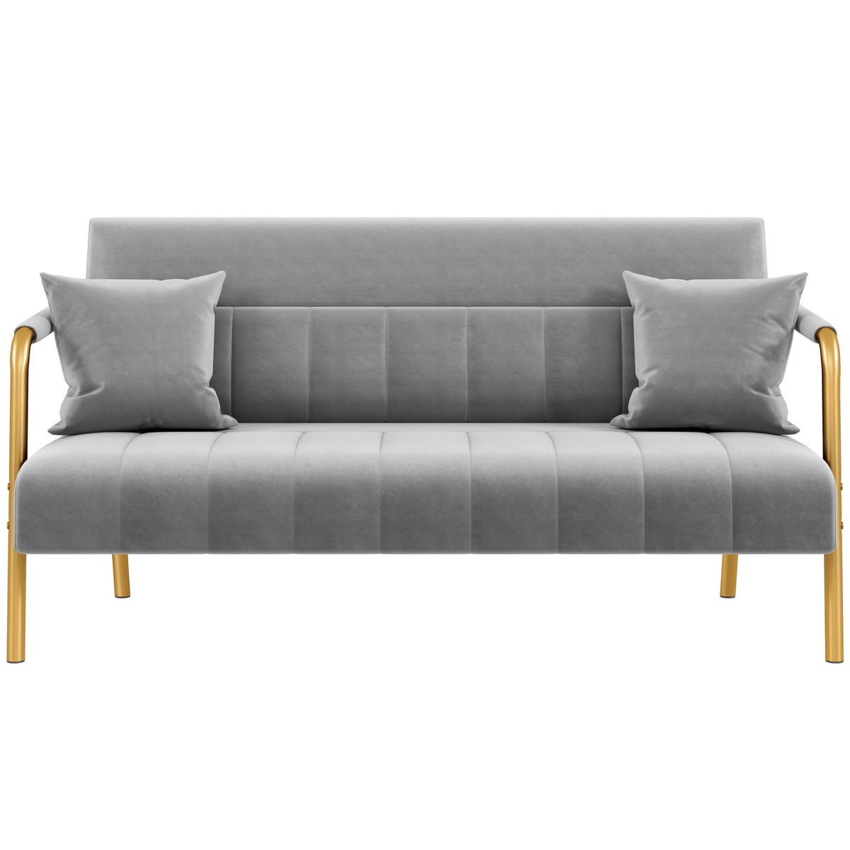 Light Gray 2 Seater Sofa with Gold-Tone Legs X518244