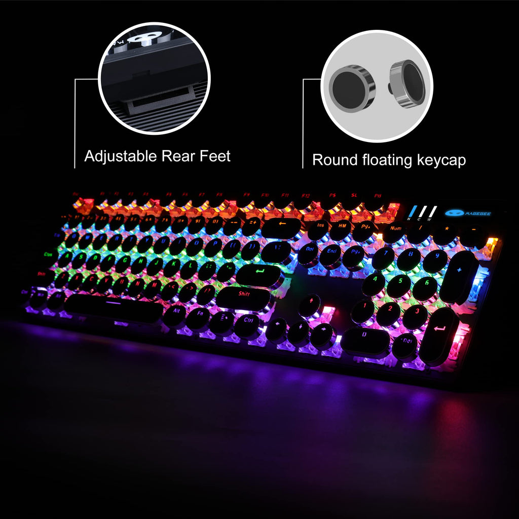 Black Retro Mechanical Gaming Keyboard with RGB Backlit V257818