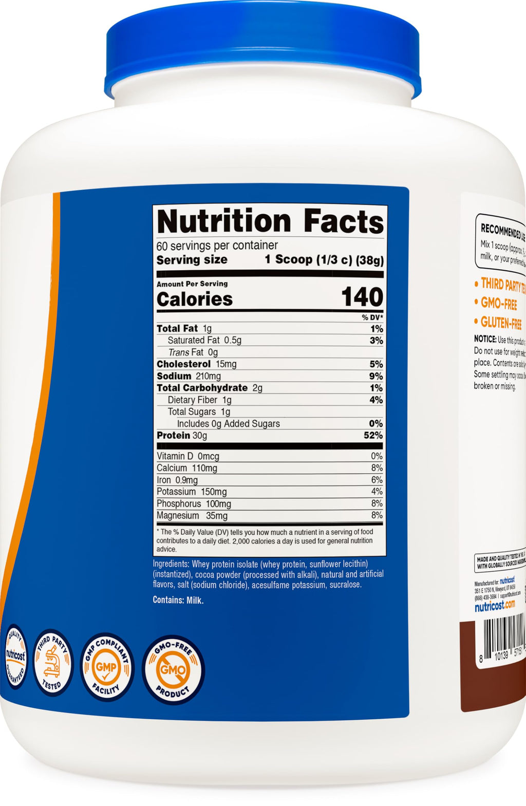 Whey Protein Isolate Powder Milk Chocolate 5LBS R612
