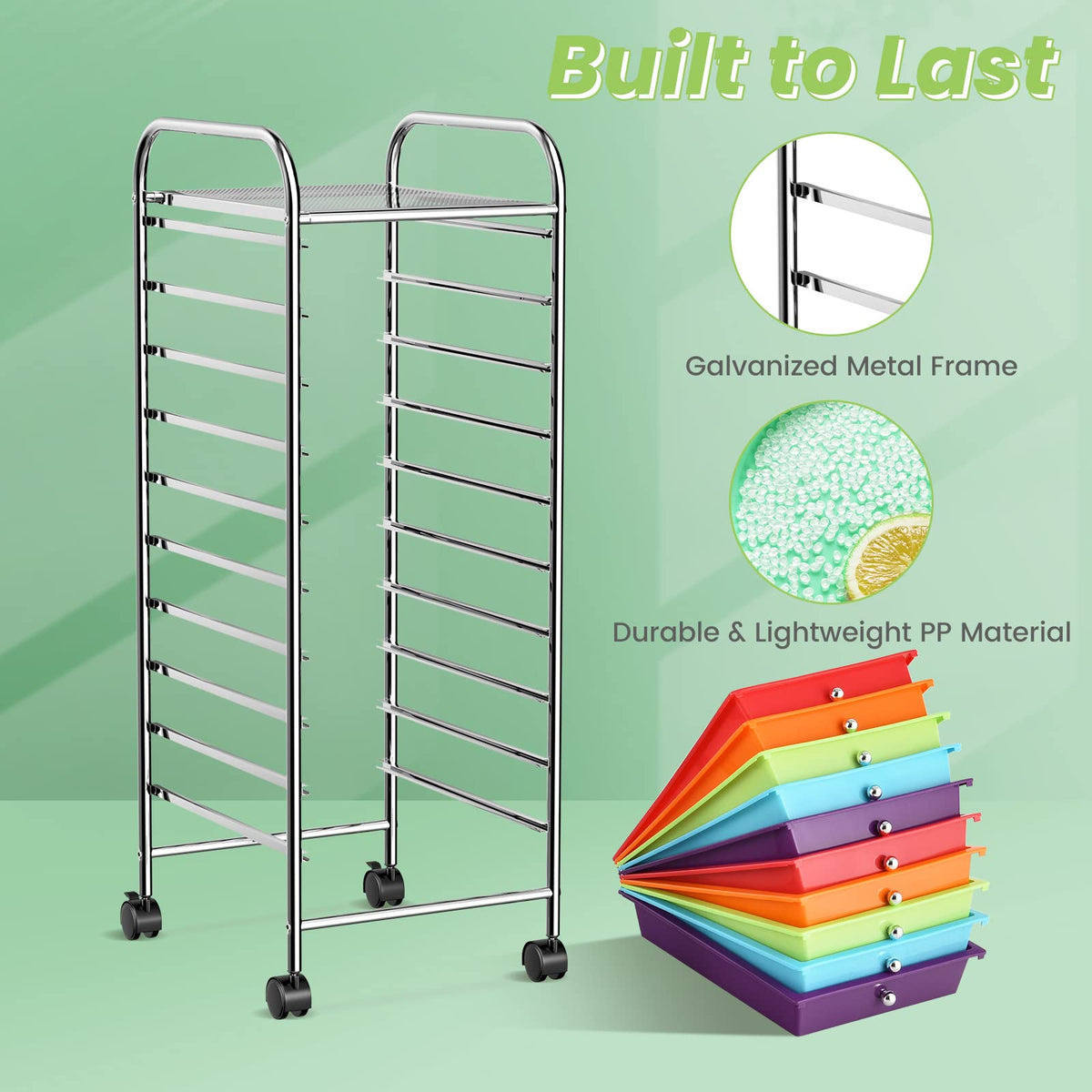 10 Drawer Rolling Storage Cart H61274