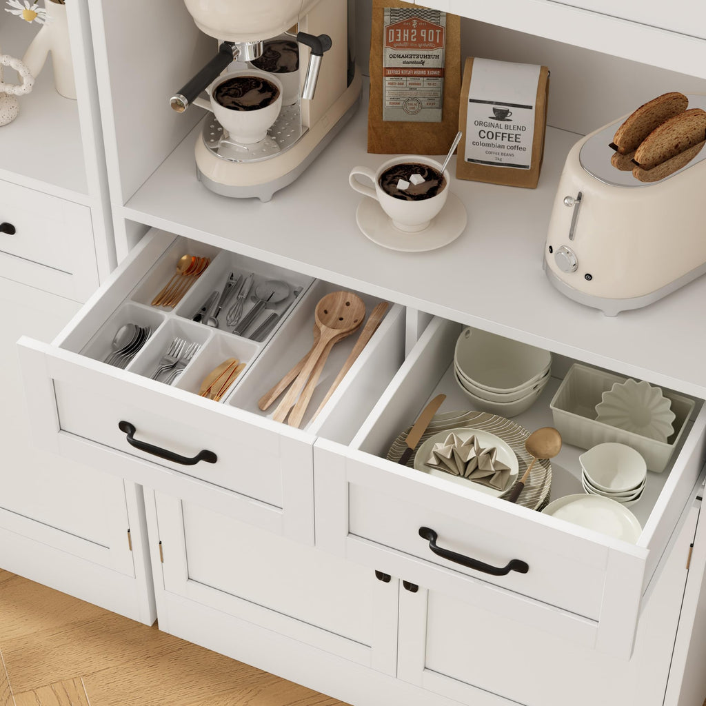 White Tall Wood Kitchen Pantry Storage Cabinet S924625