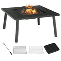 34" Black Metal Fire Pit with Grill Y334