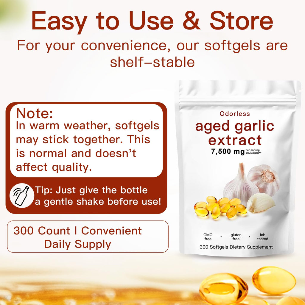 7500mg Organic Garlic Capsules Supplement, Vegetarian, Non-GMO, 300 Count A56940